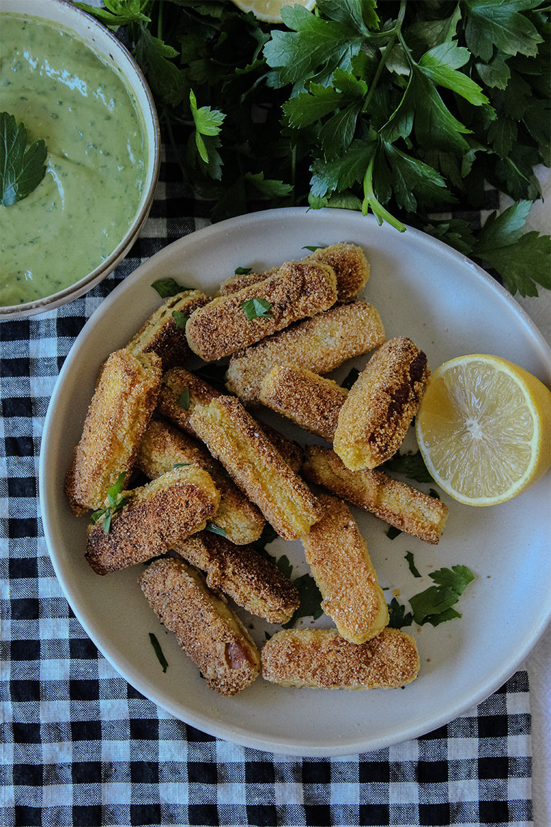 Your new favourite snack that you will not be able to stop eating - Halloumi Fries with Avocado Dip