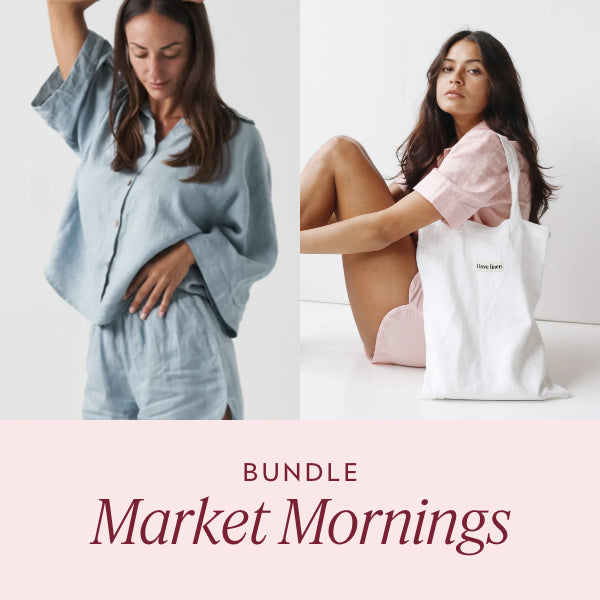 Marine Blue Ruby Shirt + White Market Bag Set