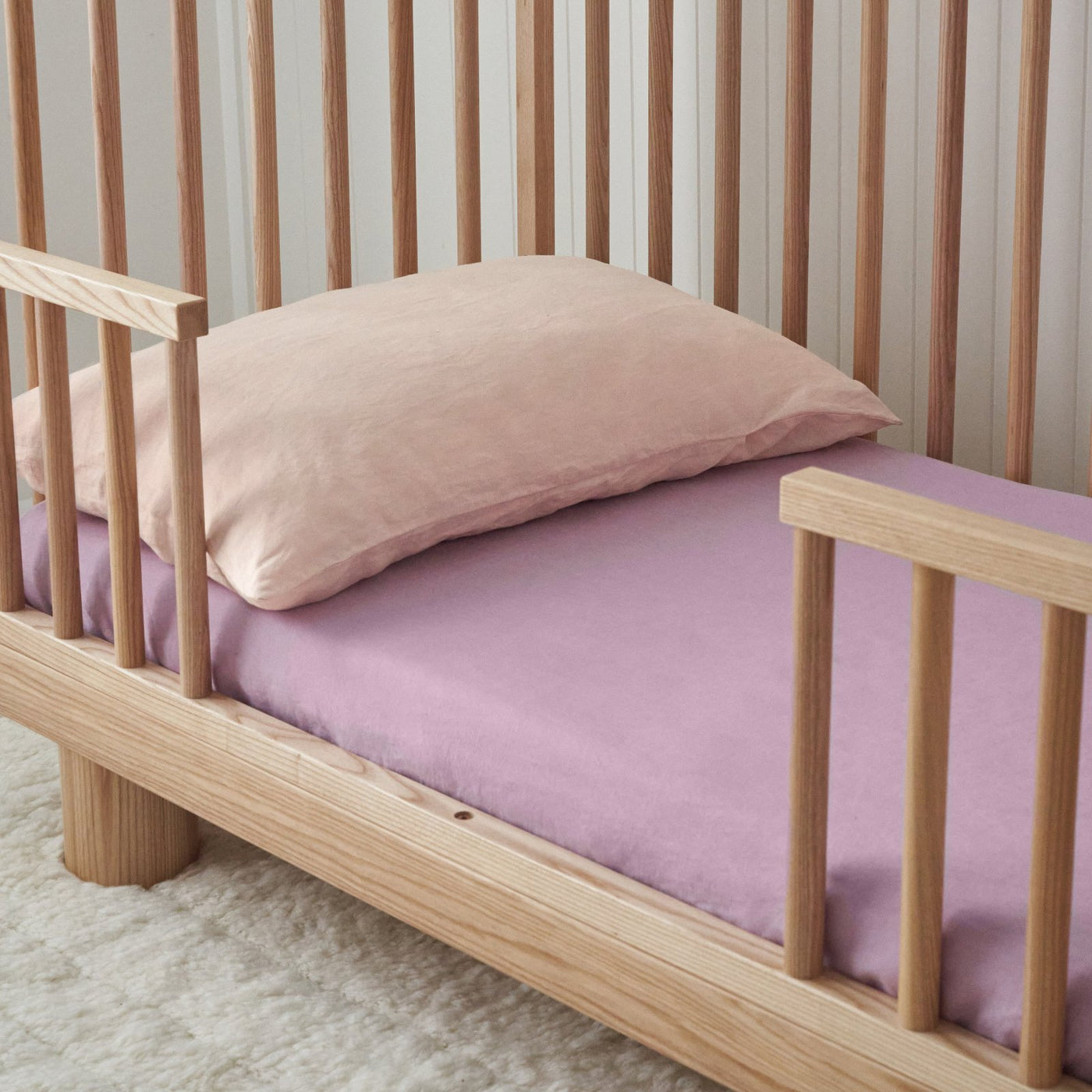 French Flax Linen Cot Sheet in Lilac