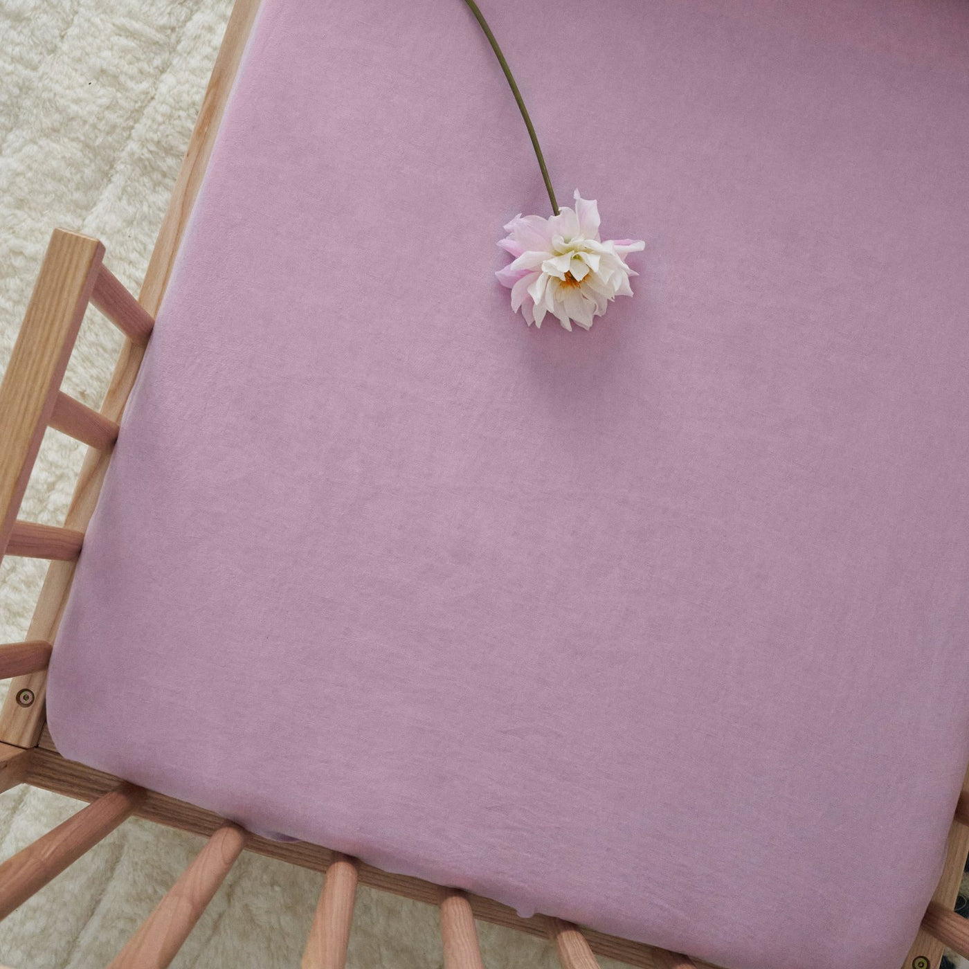 French Flax Linen Cot Sheet in Lilac