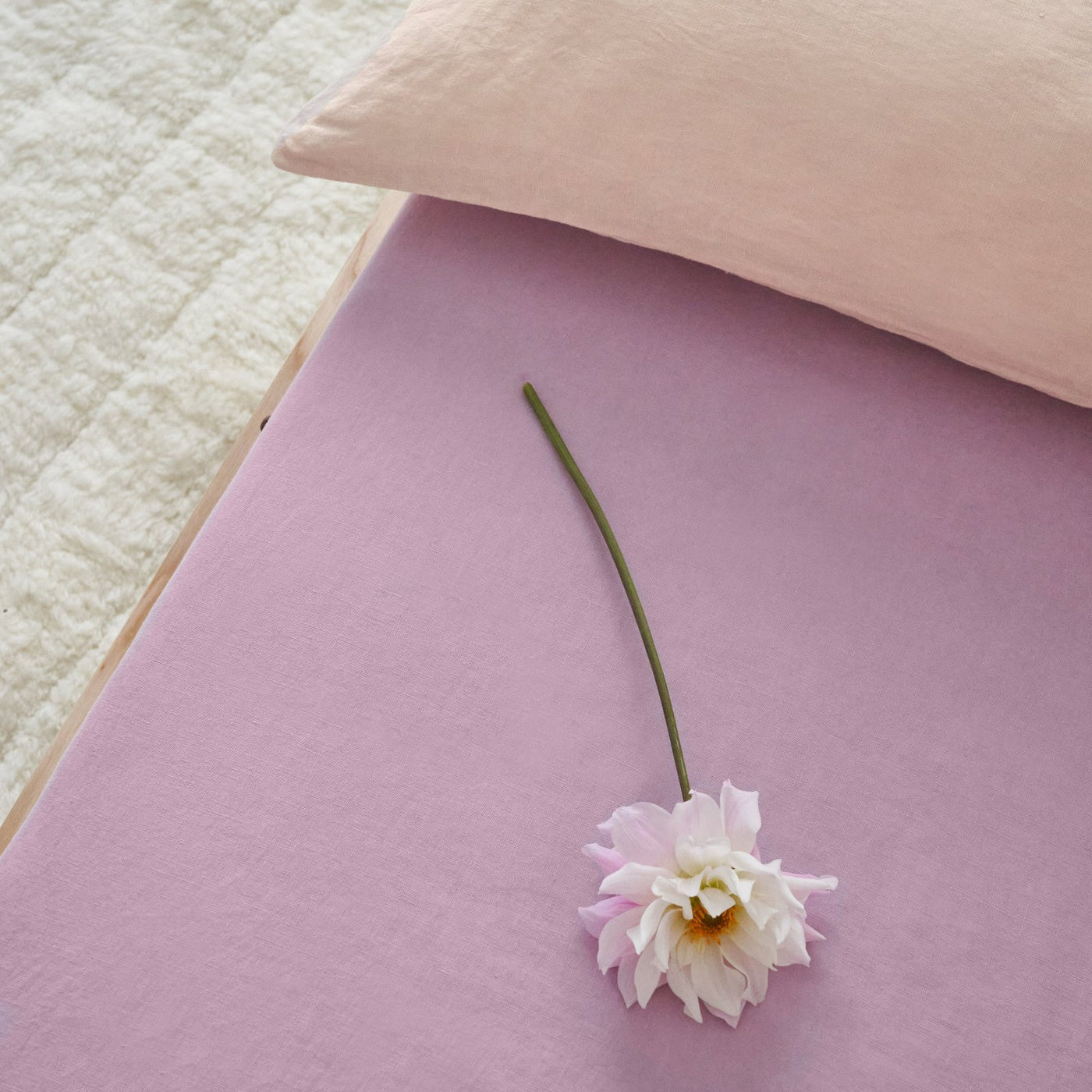 French Flax Linen Cot Sheet in Lilac