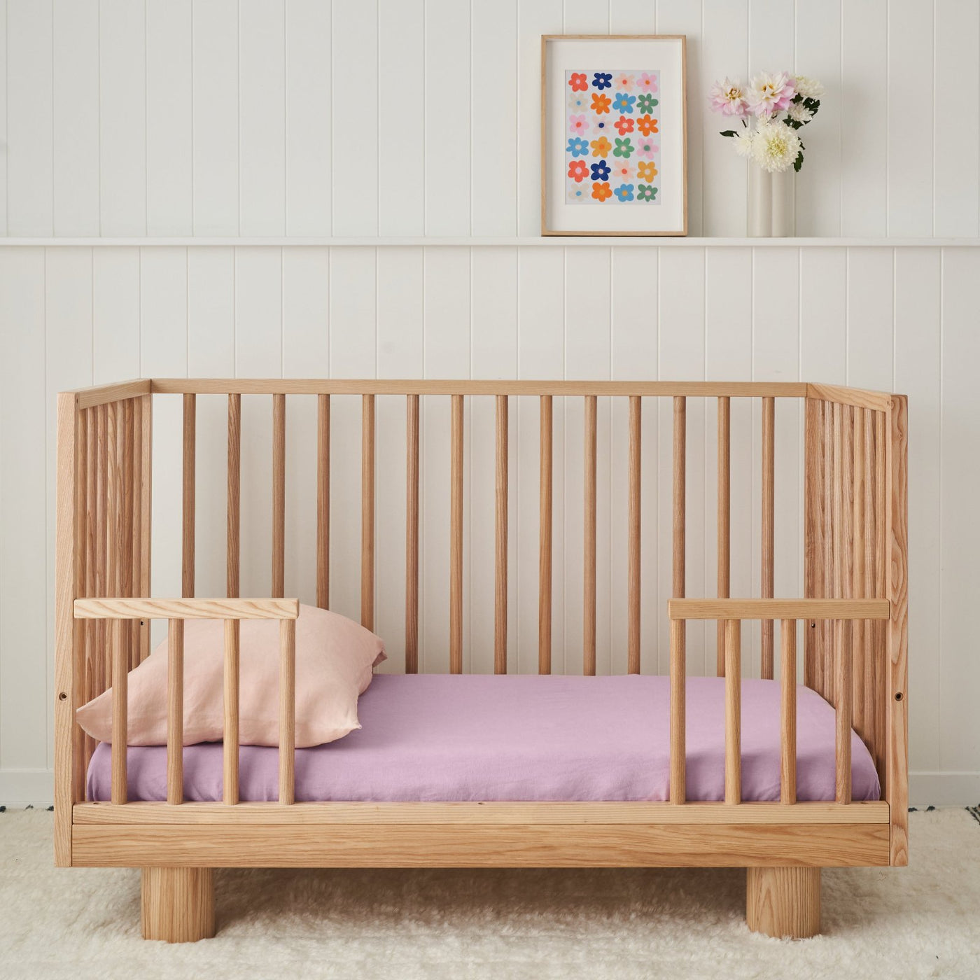 French Flax Linen Cot Sheet in Lilac