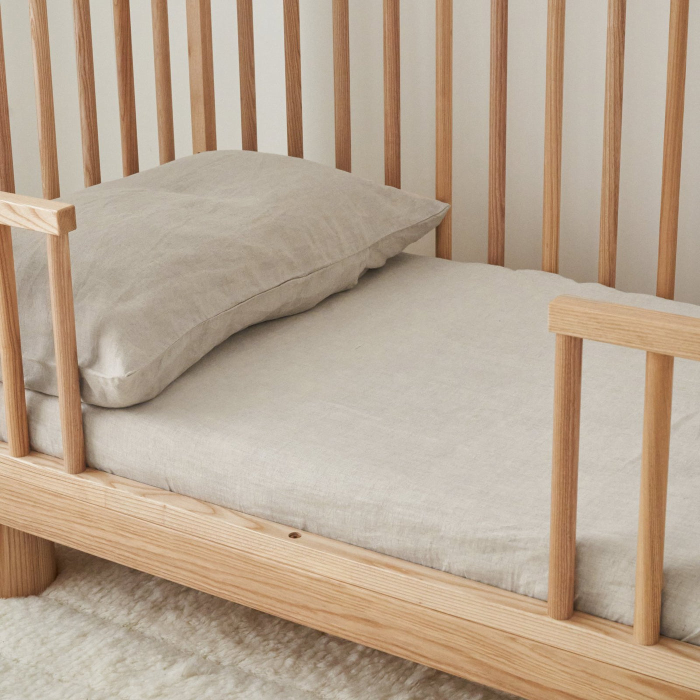 French Flax Linen Cot Sheet in Natural