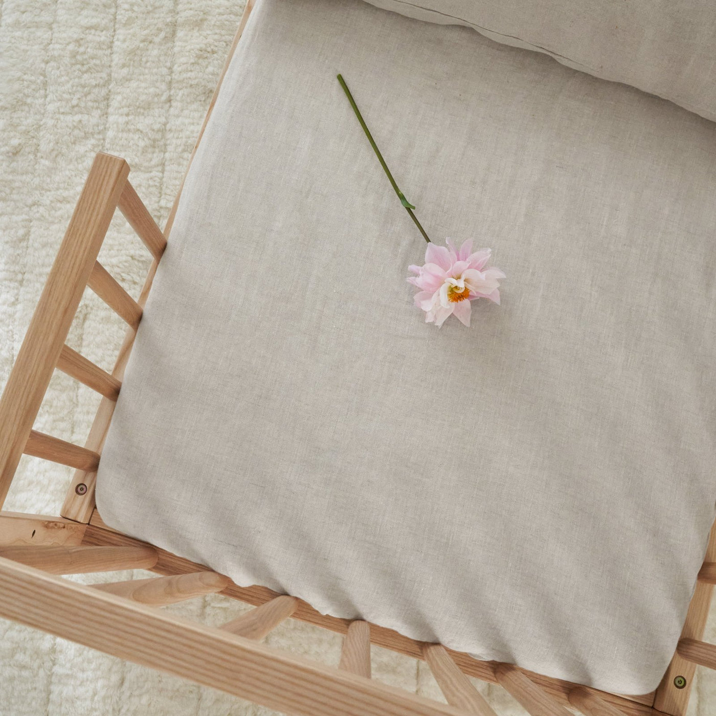 French Flax Linen Cot Sheet in Natural