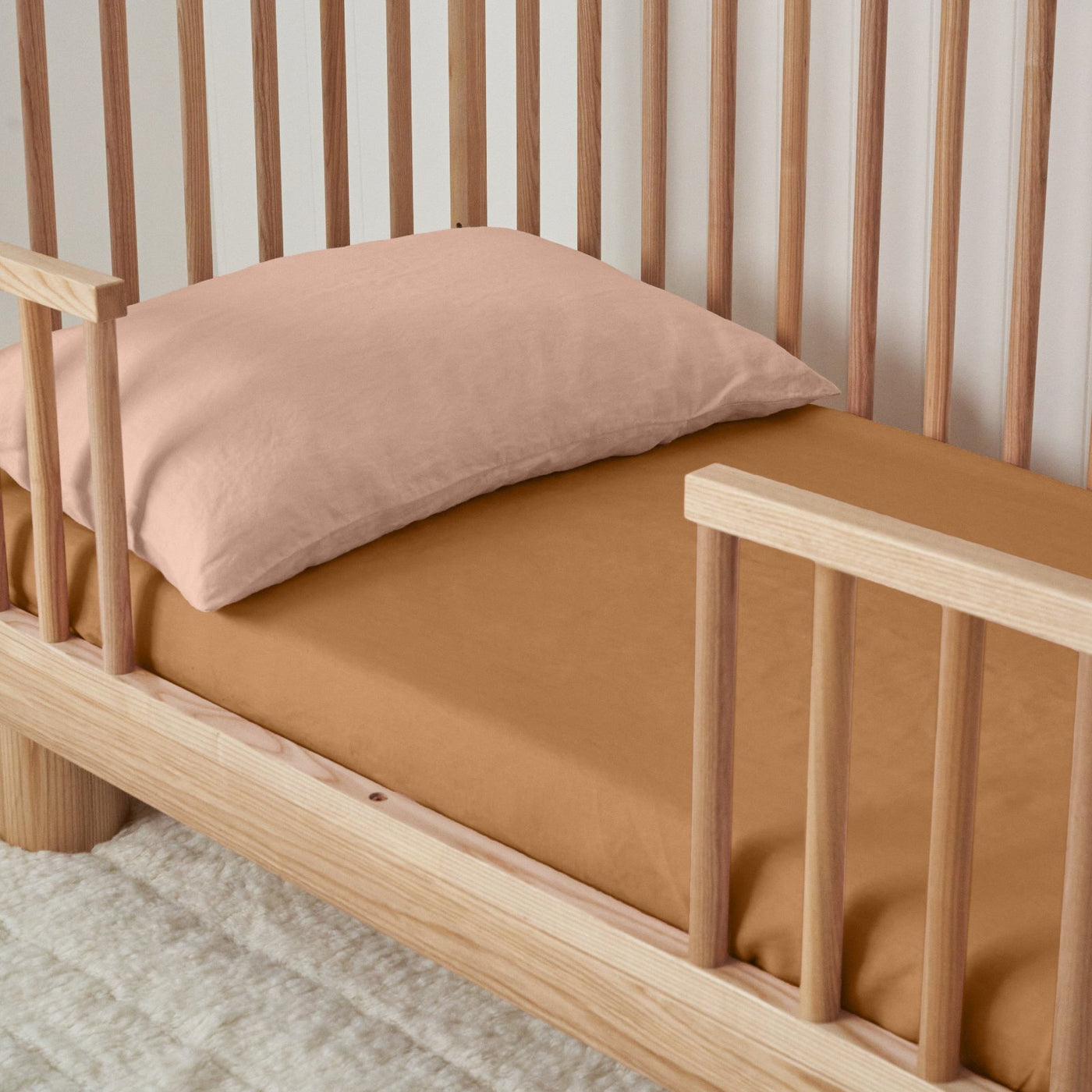 French Flax Linen Cot Sheet in Sandalwood