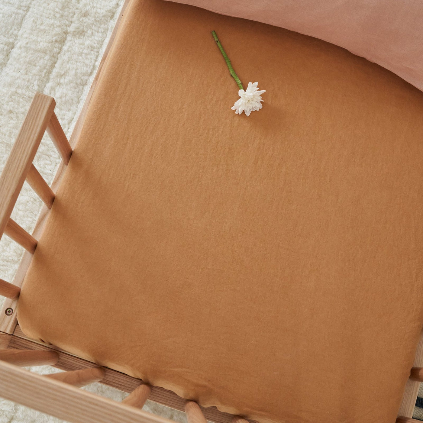 French Flax Linen Cot Sheet in Sandalwood