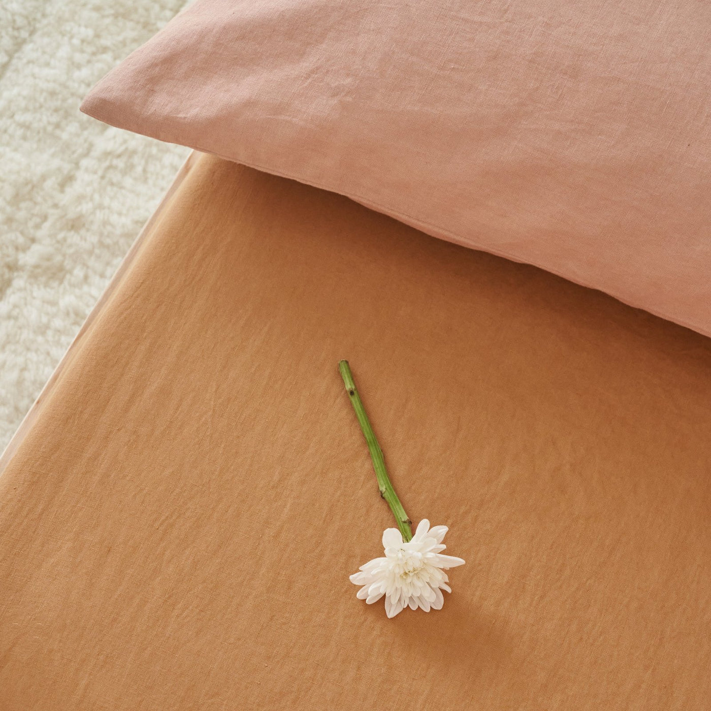 French Flax Linen Cot Sheet in Sandalwood