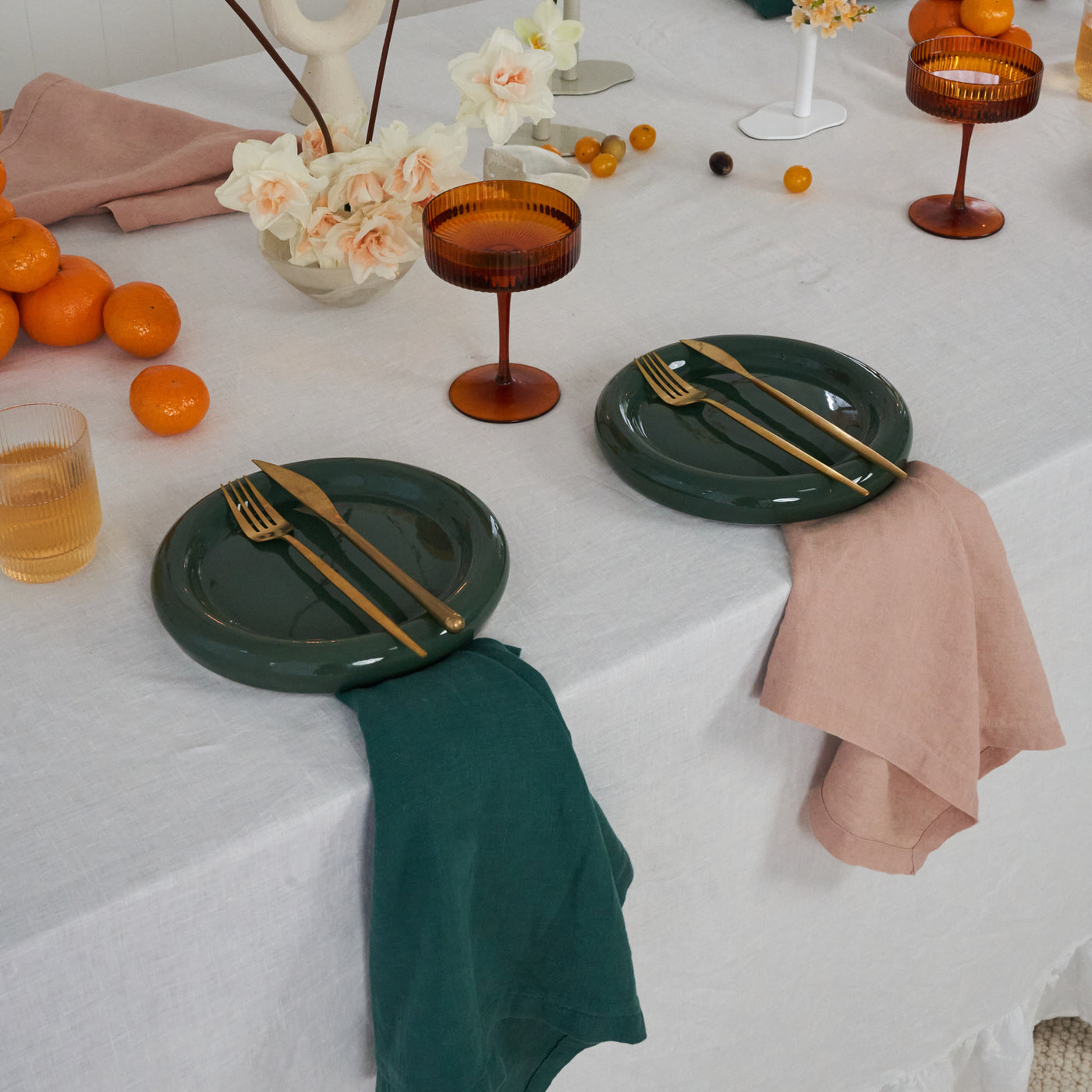 French Flax Linen Napkins (Set Of 4) in Jade/Clay