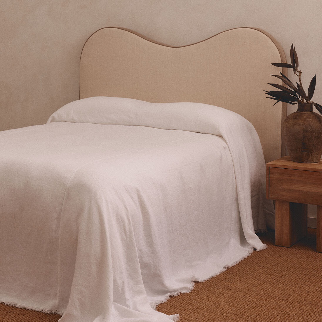 French Flax Linen Heavy Bed Cover in Cherrywood