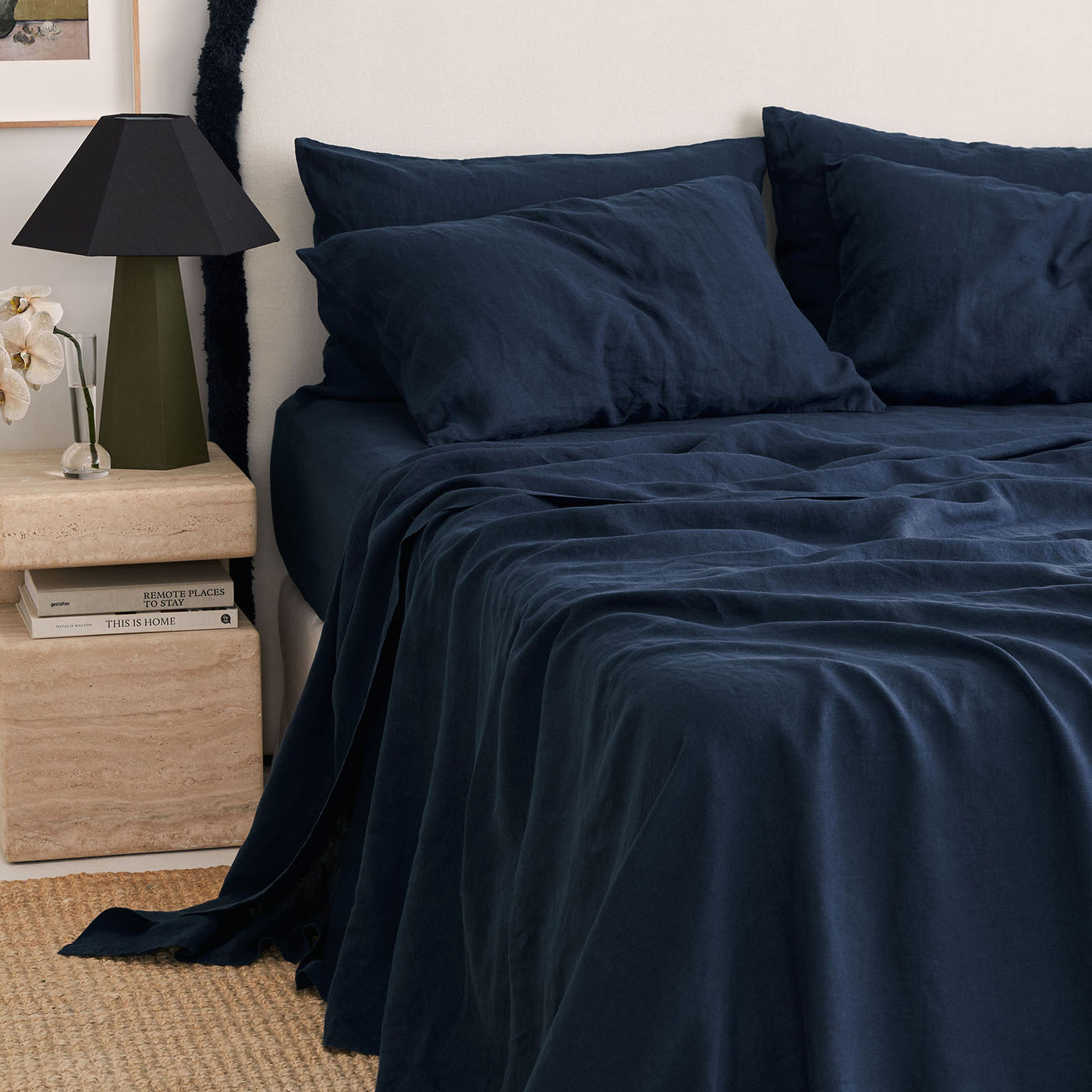 French Flax Linen Flat Sheet in Indigo