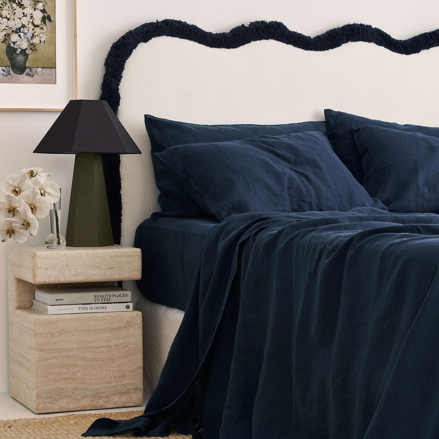 French Flax Linen Flat Sheet in Indigo