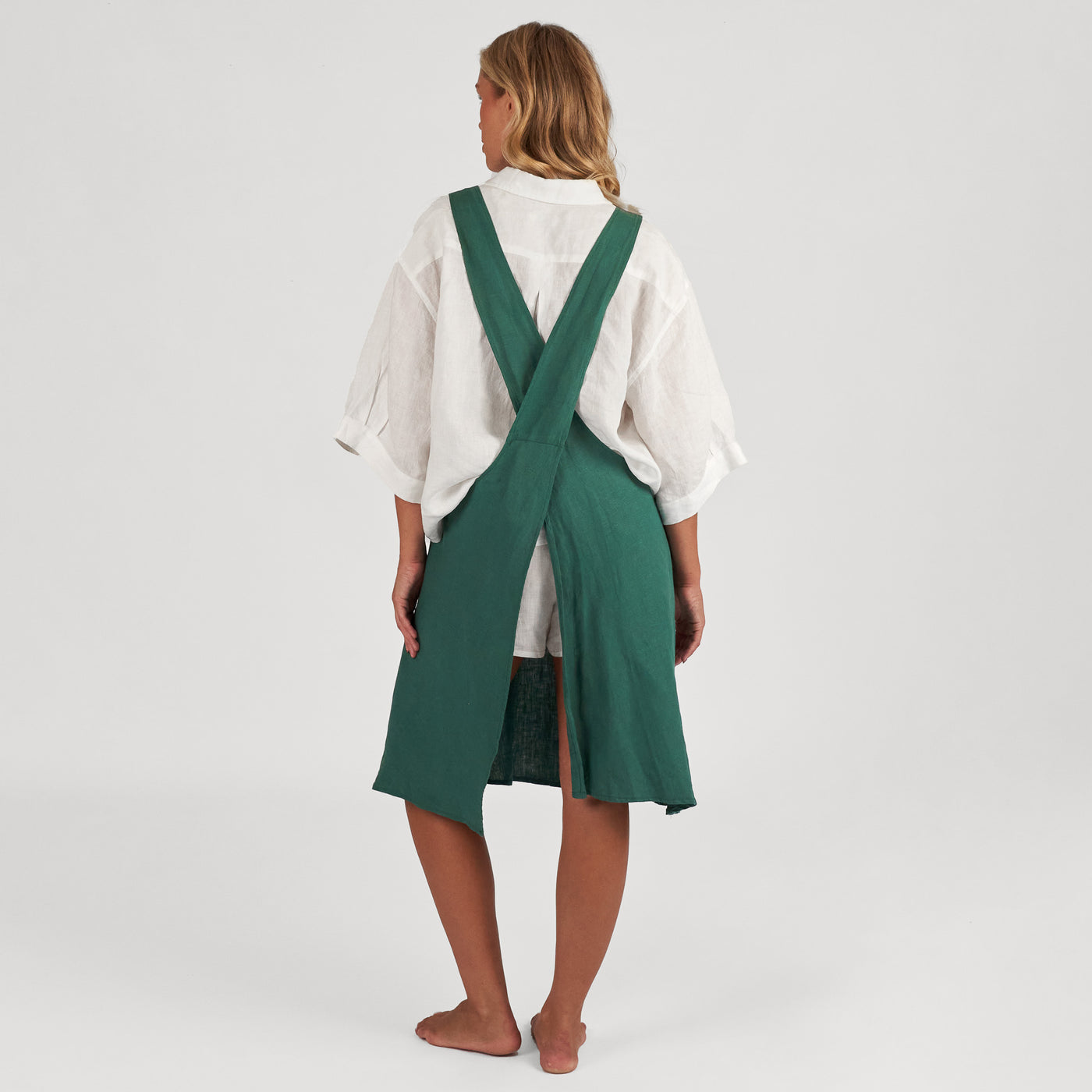 French Flax Linen Apron in Jade