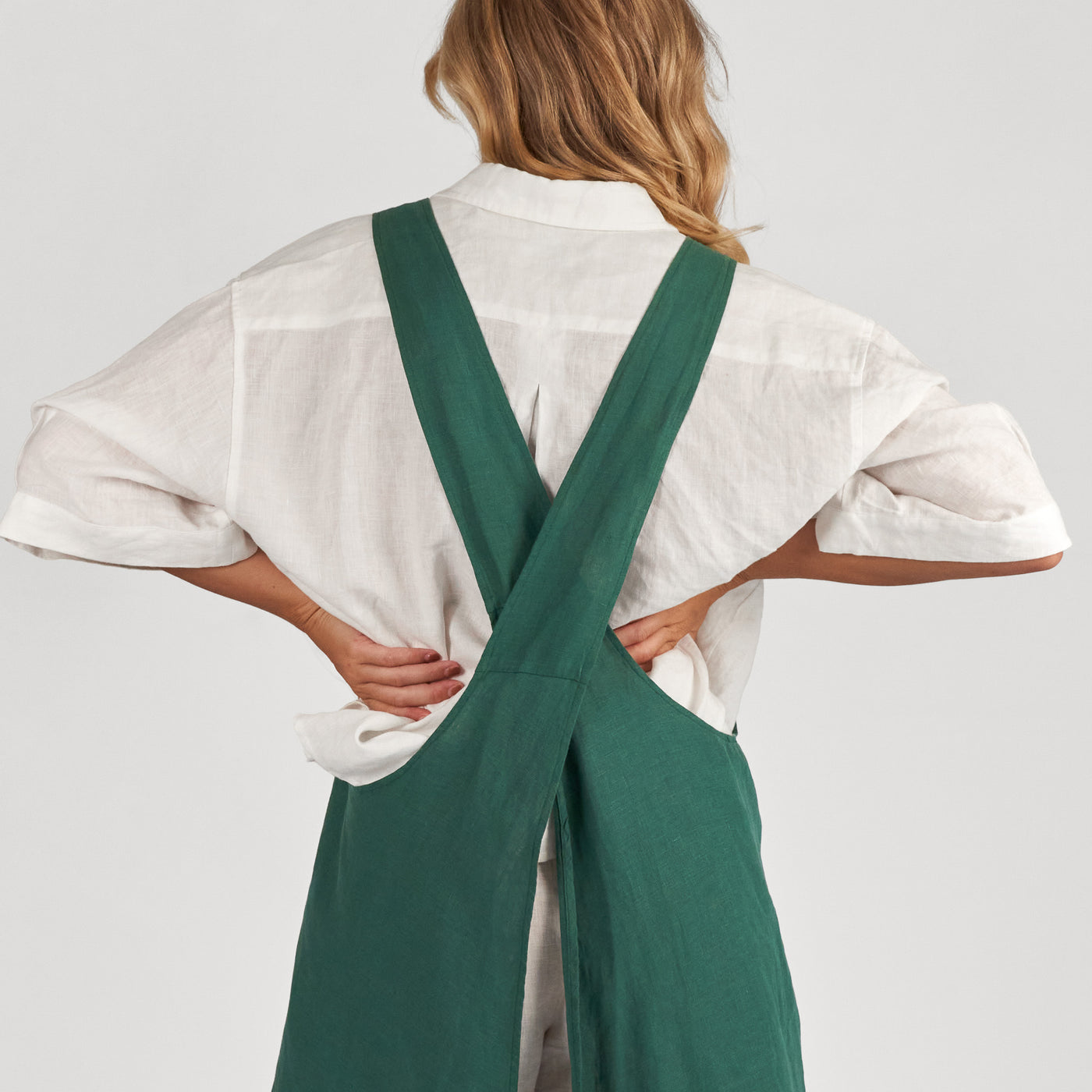 French Flax Linen Apron in Jade