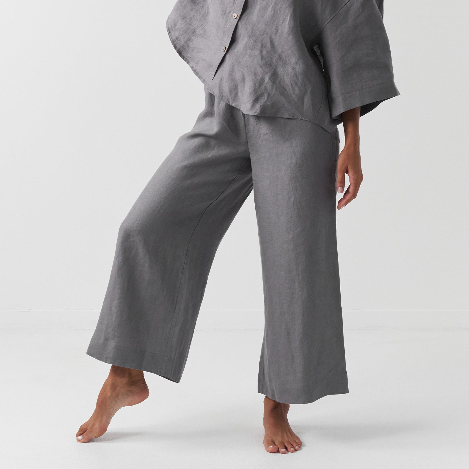 French Flax Linen Lounge Pant in Warm Grey – I Love Linen