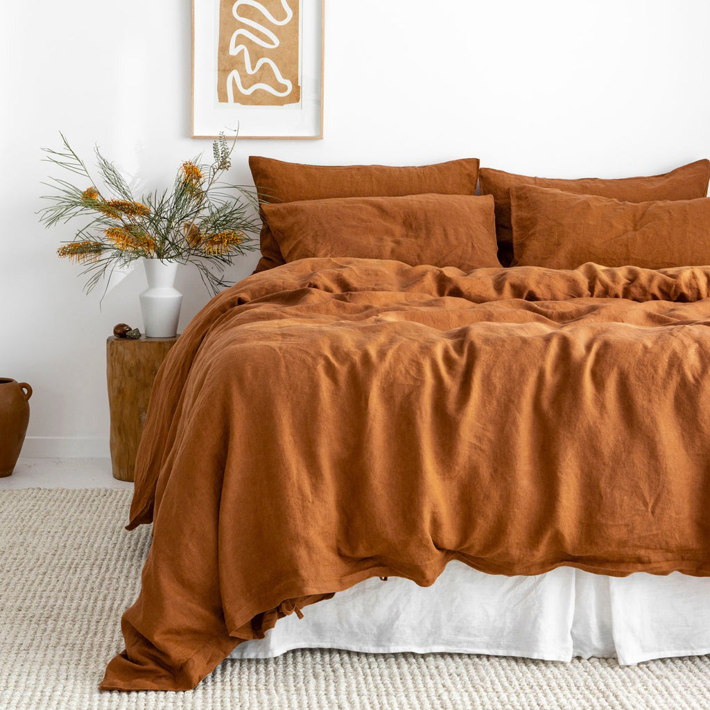 Ochre sheets sale and pillowcases