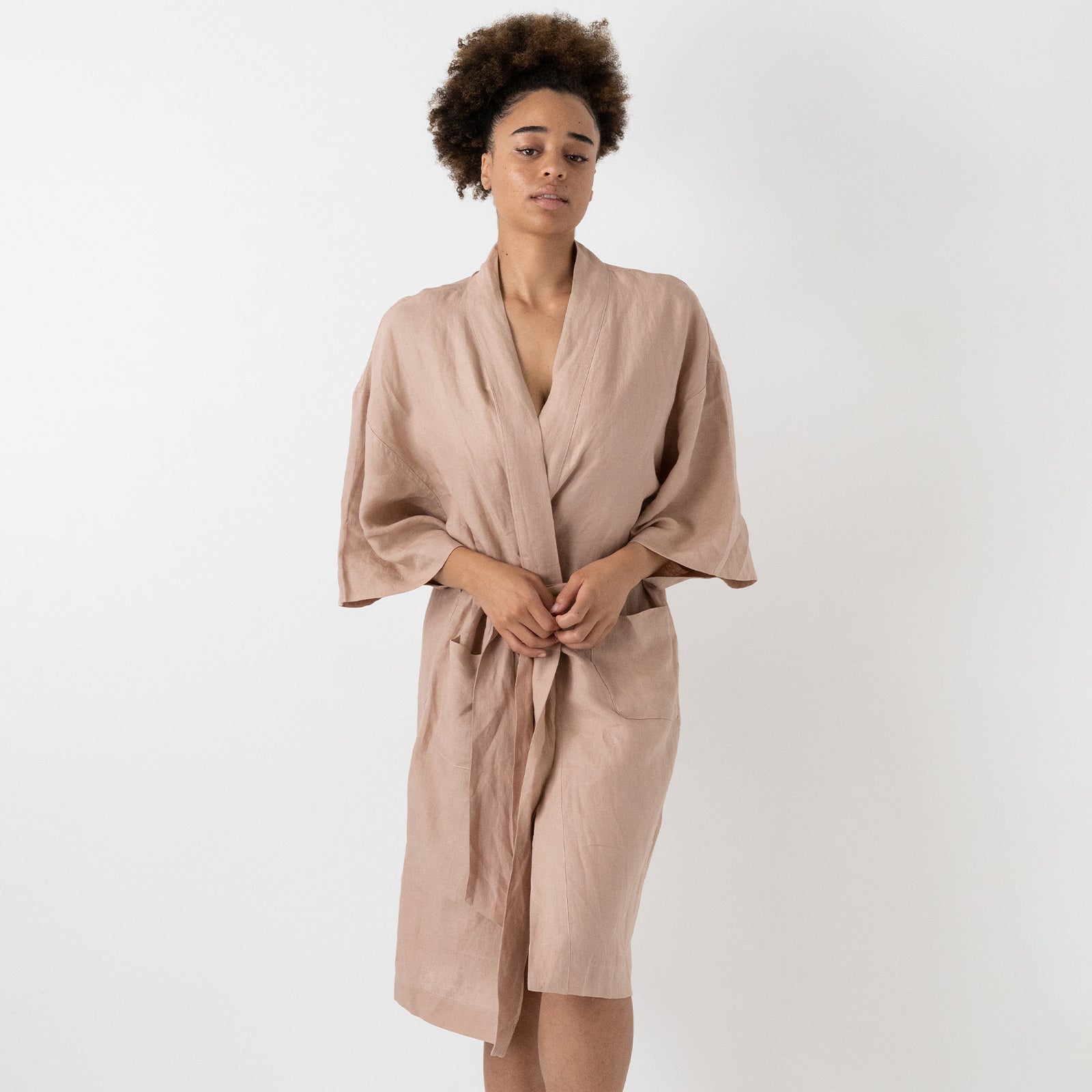 French Flax Linen Robe in Clay – I Love Linen
