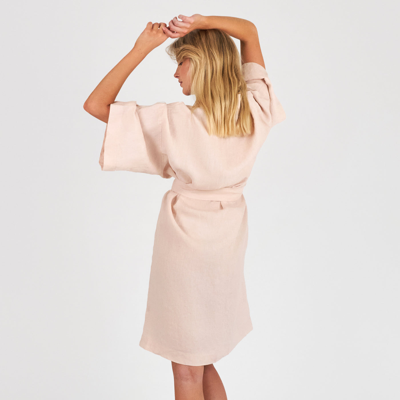 French Flax Linen Robe in Blush