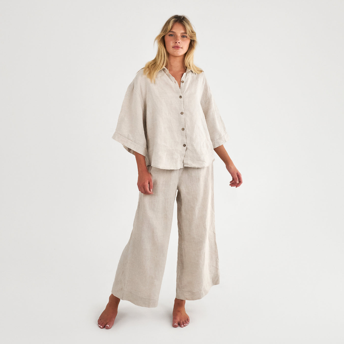 French Flax Linen Lounge Pant in Natural