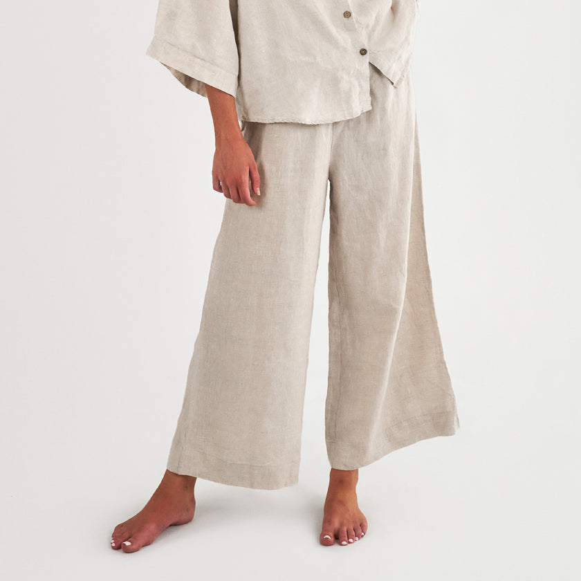 French Flax Linen Lounge Pant in Natural