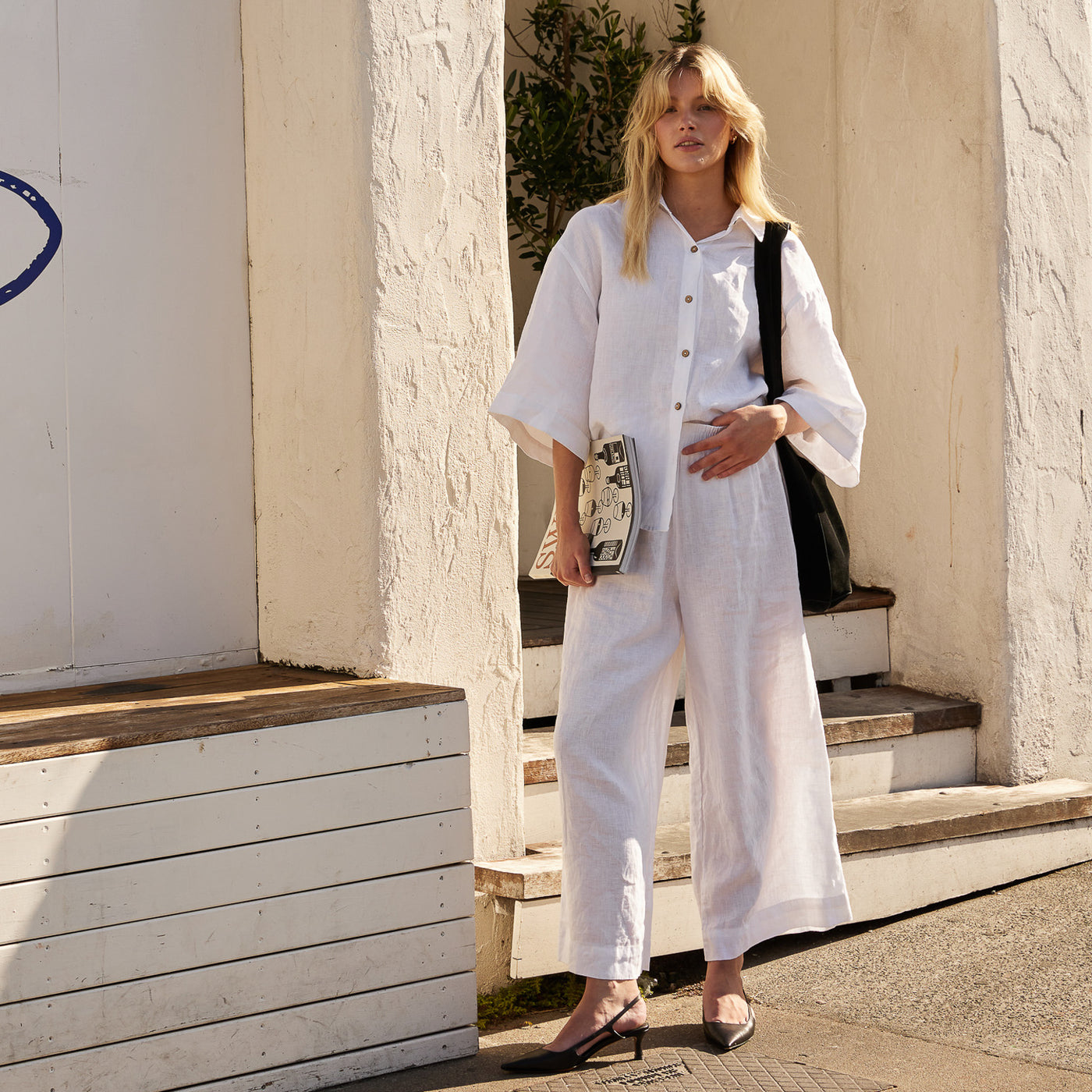 French Flax Linen Ruby Shirt in White