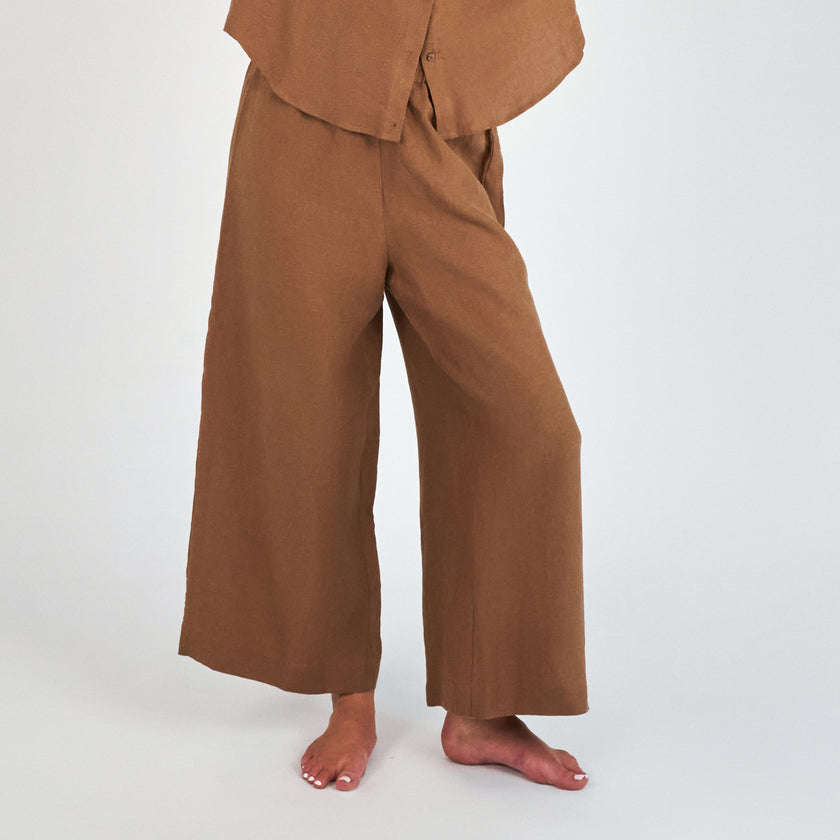 French Flax Linen Lounge Pant in Hazelnut