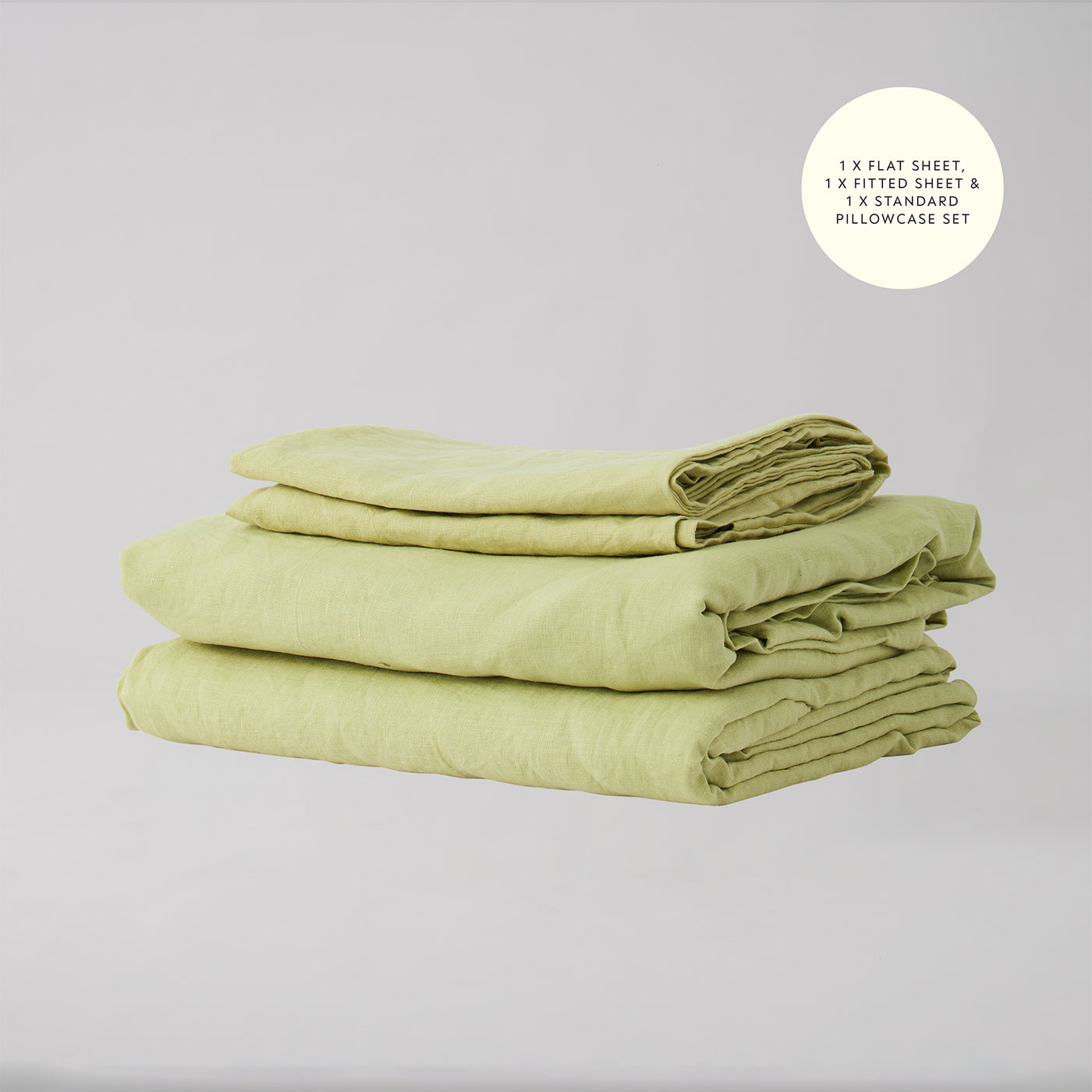 French Flax Linen Sheet Set in Matcha